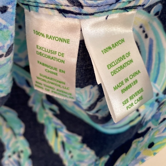 Lilly Pulitzer Madia Tunic Dress High Tide Navy Scuba Doo White Green Size XXS - Picture 15 of 17